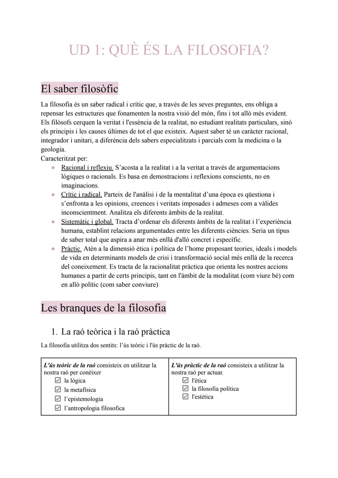 UD 1: QUÈ ÉS LA FILOSOFIA?
El saber filosòfic
La filosofia és un saber radical i crític que, a través de les seves preguntes, ens obliga a
r
