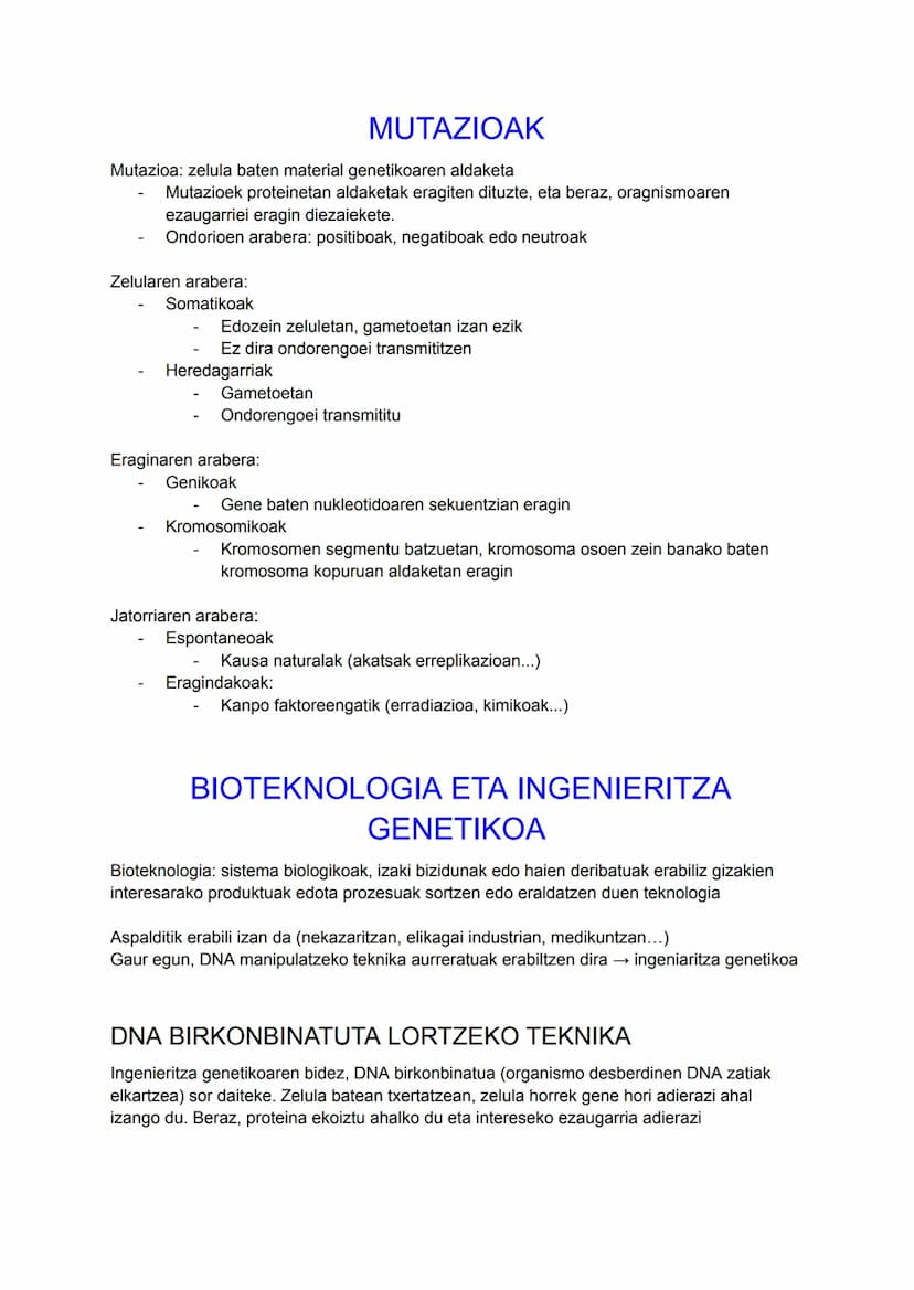 DNA
INFORMAZIO ETA MANIPULAZIO
GENETIKOA
Azido nukleikoa: ADN eta RNA
DUA
Zelulen informazio genetikoa gordetzen duen molekula
Bizidun guzti