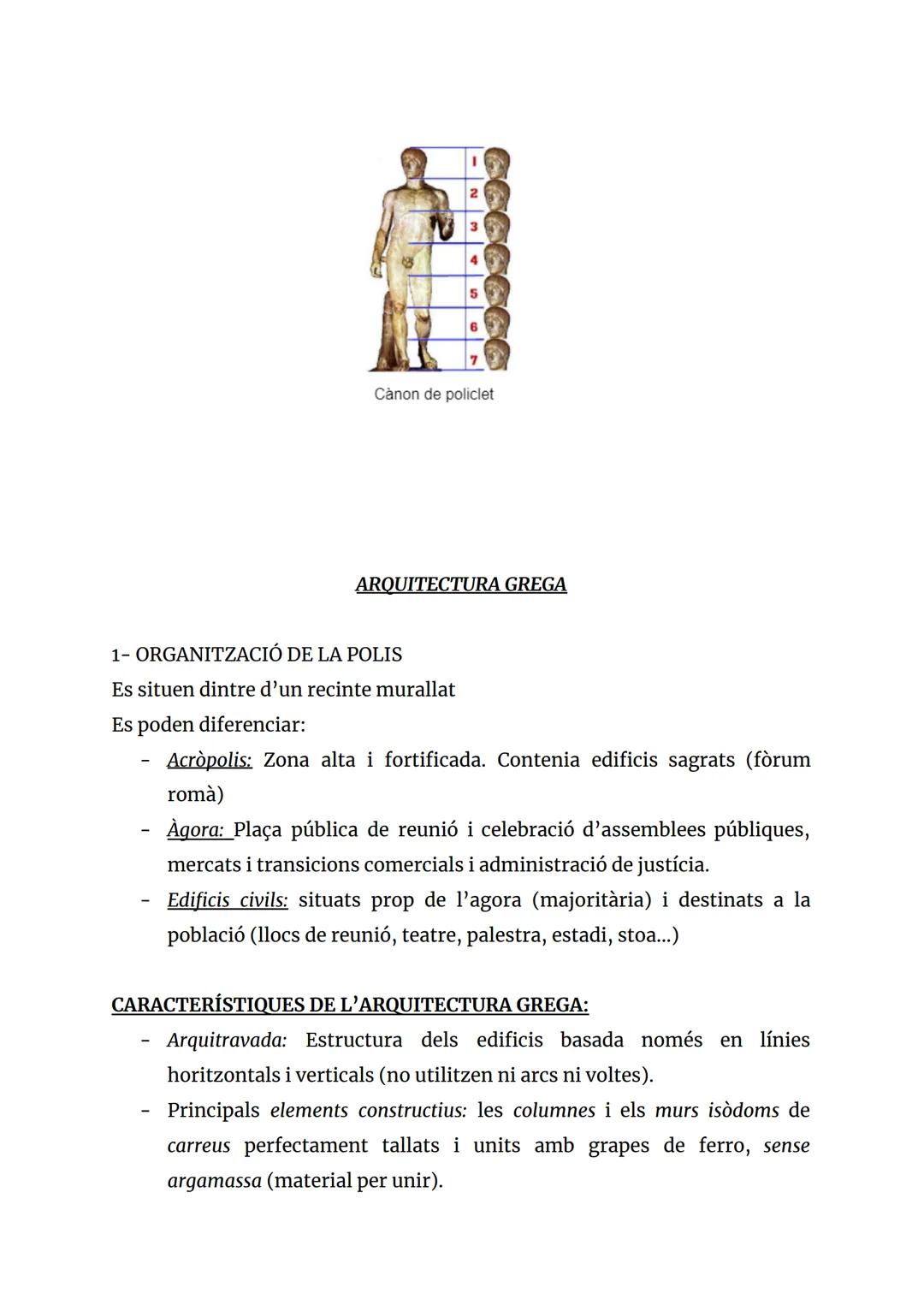 # CARACTERÍSTIQUES GENERALS DE L'ART GREC

- Bellesa
- Harmonia
- Equilibri
- Proporció
- Perfecció
- Racionalitat
- Antropocentrisme

"L'ho