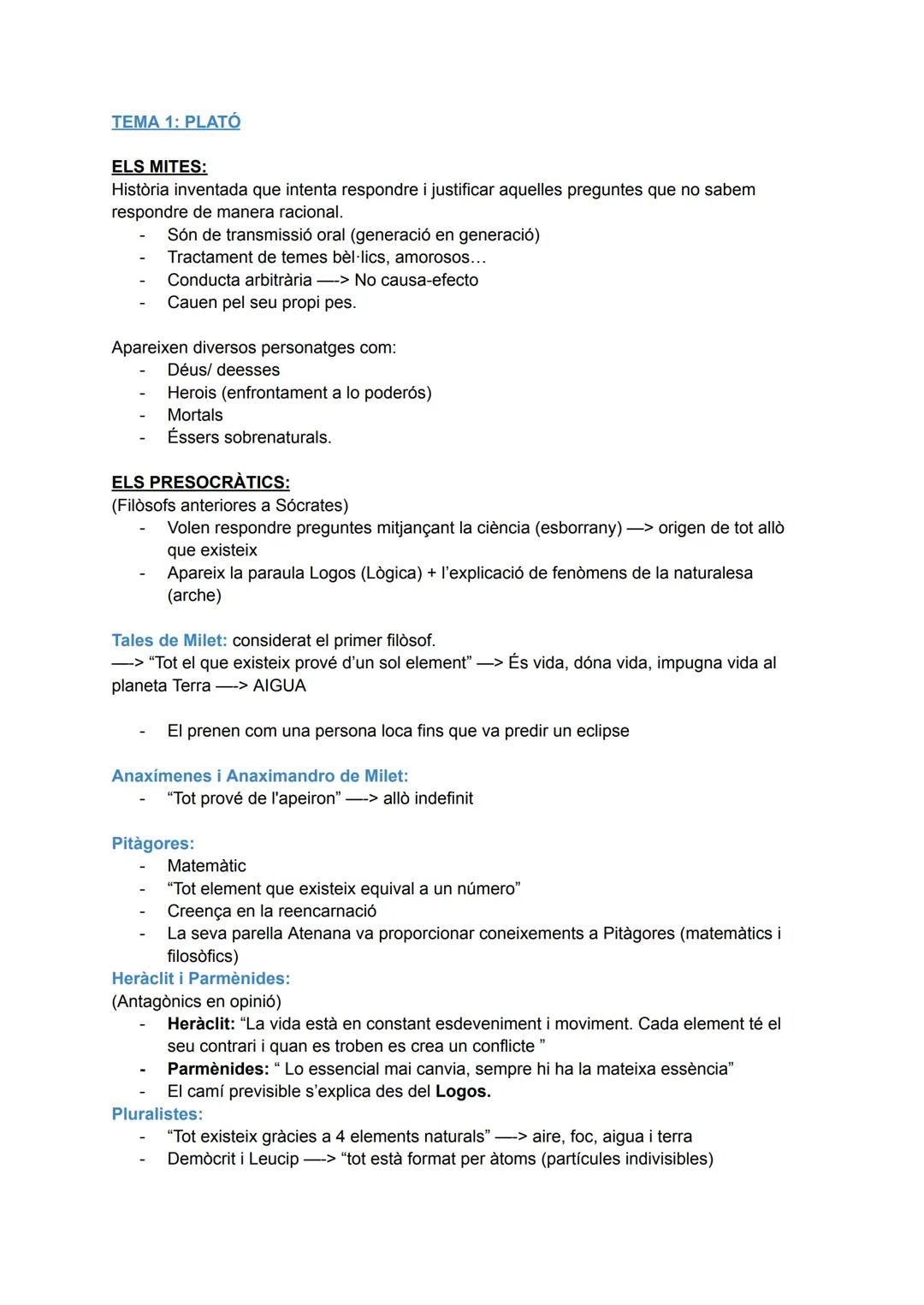 # TEMA 1: PLATÓ

ELS MITES:
- Història inventada que intenta respondre i justificar aquelles preguntes que no sabem respondre de manera raci