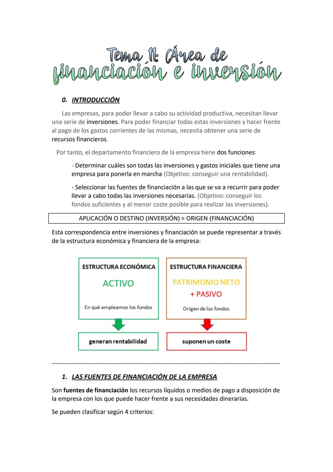 TEMA 11. ÁREA DE FINANCIACIÓN E INVERSIÓN