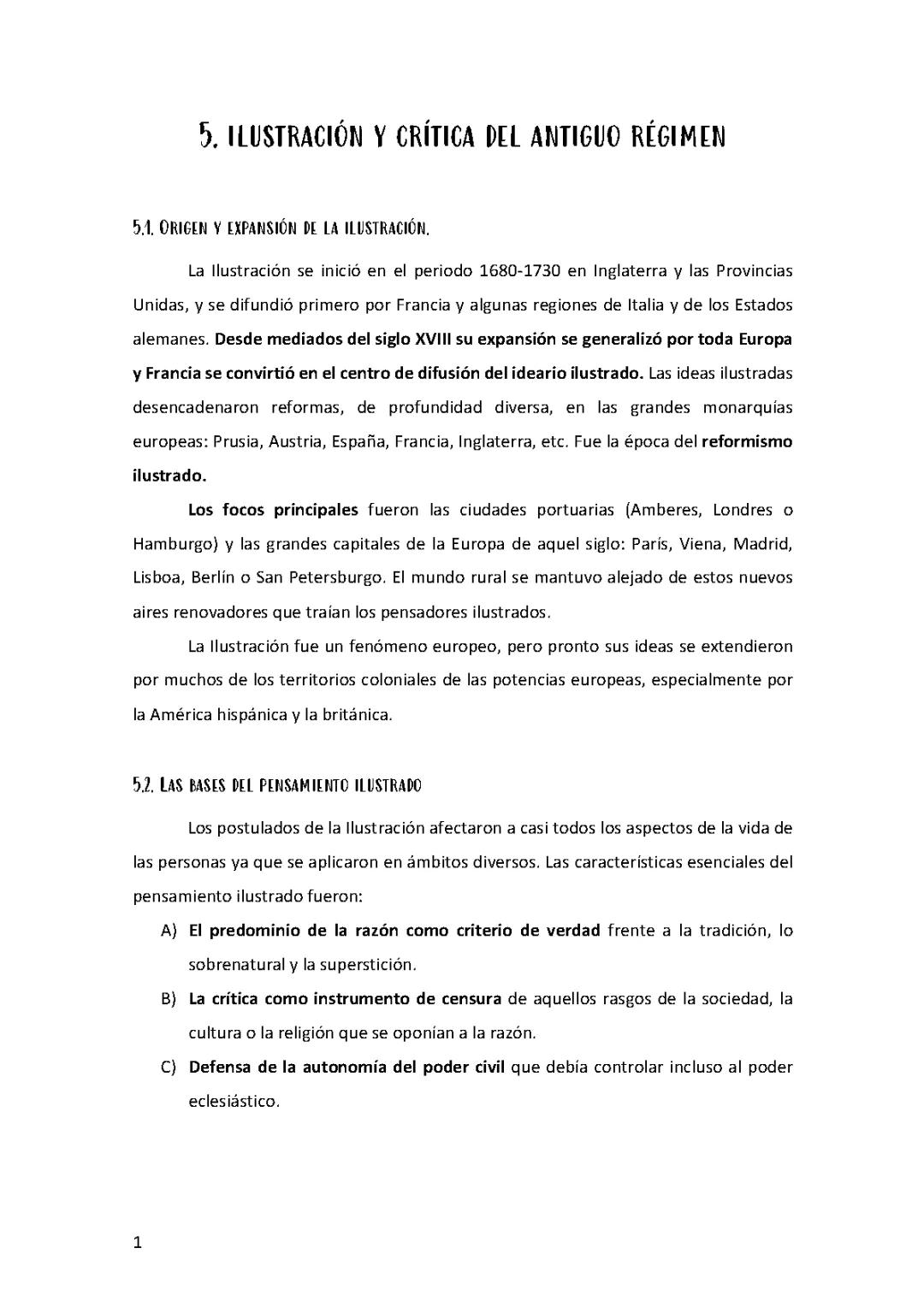 La ilustración: Análisis y crítica al antiguo régimen