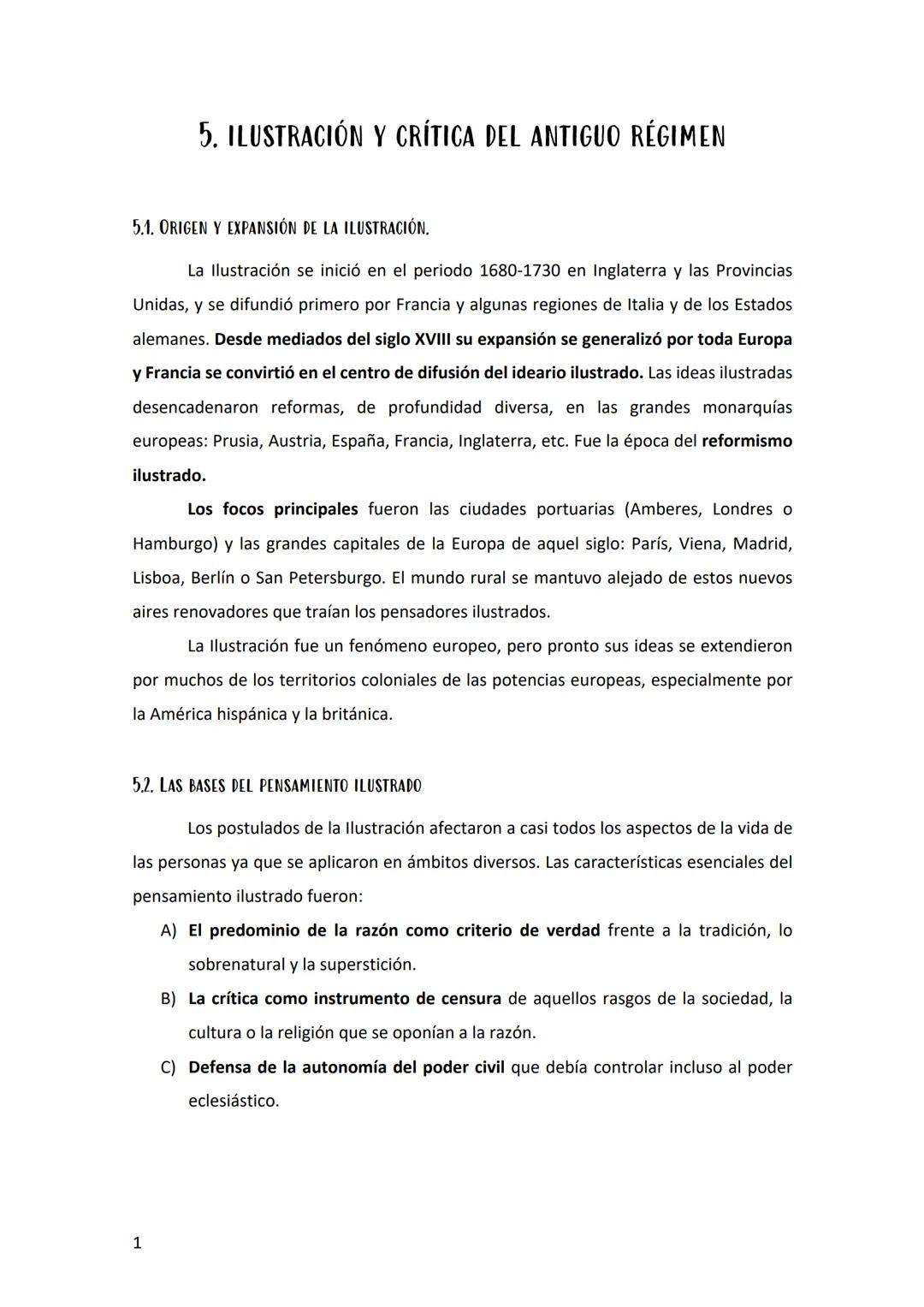 5. ILUSTRACIÓN Y CRÍTICA DEL ANTIGUO RÉGIMEN
5.1. ORIGEN Y EXPANSIÓN DE LA ILUSTRACIÓN.
La Ilustración se inició en el periodo 1680-1730 en 