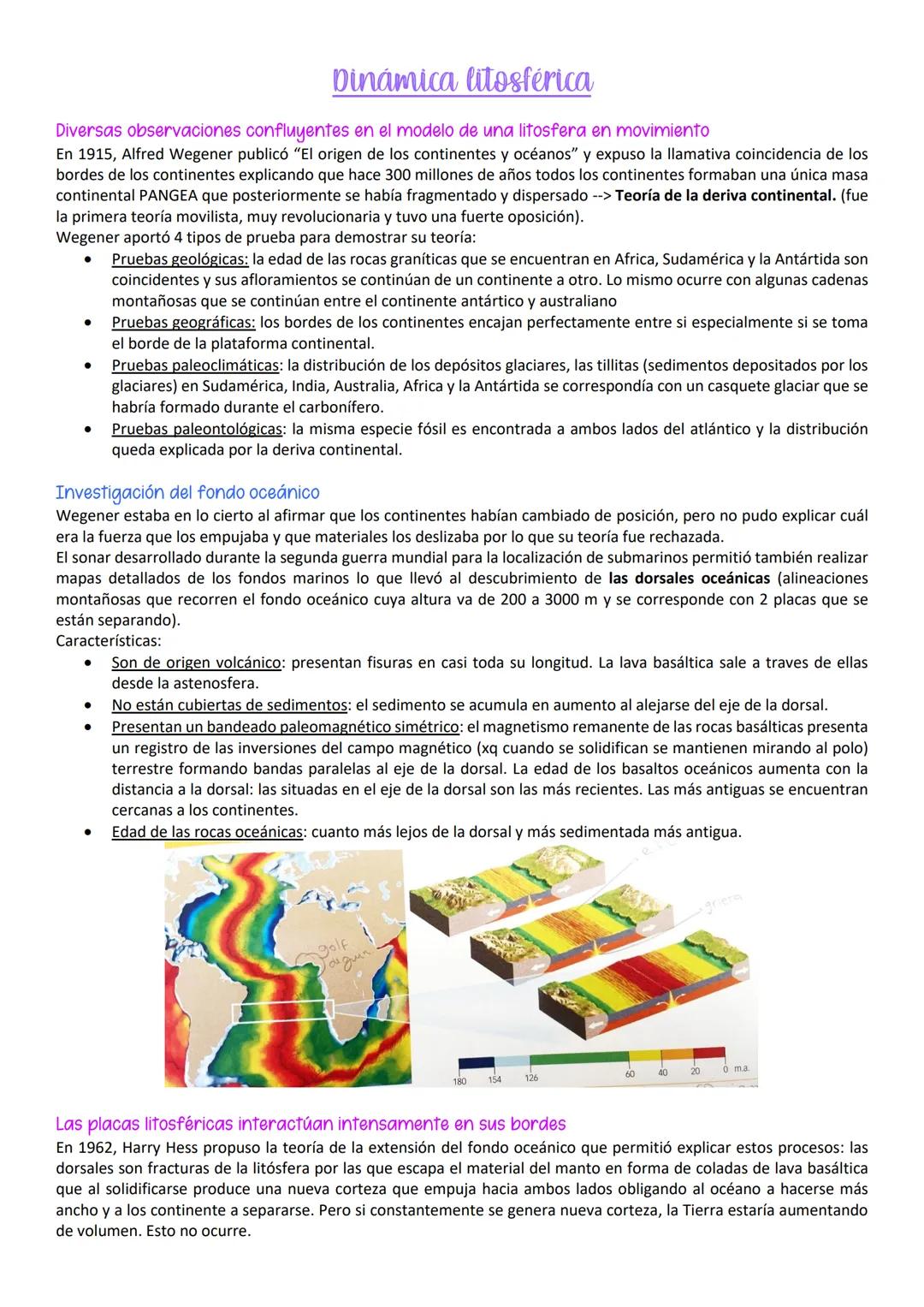 Dinámica litosférica
Diversas observaciones confluyentes en el modelo de una litosfera en movimiento
En 1915, Alfred Wegener publicó "El ori