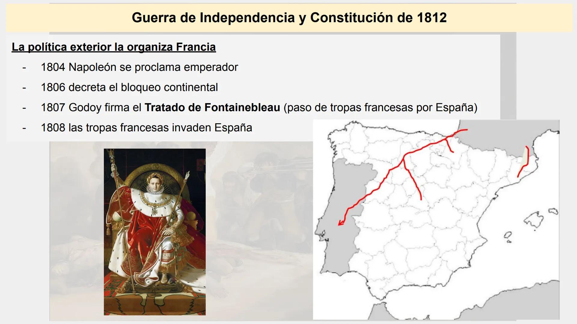 # Guerra de Independencia y Constitución de 1812 Guerra de Independencia y Constitución de 1812

Carlos IV rey en 1788.
2 problemas
- Incapa