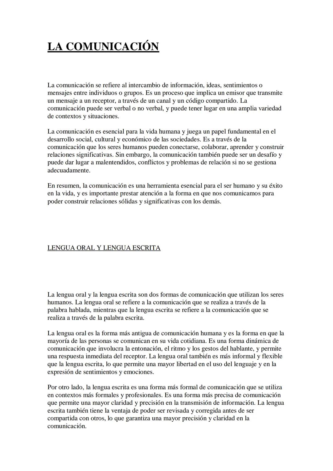 LA COMUNICACIÓN
La comunicación se refiere al intercambio de información, ideas, sentimientos o
mensajes entre individuos o grupos. Es un pr