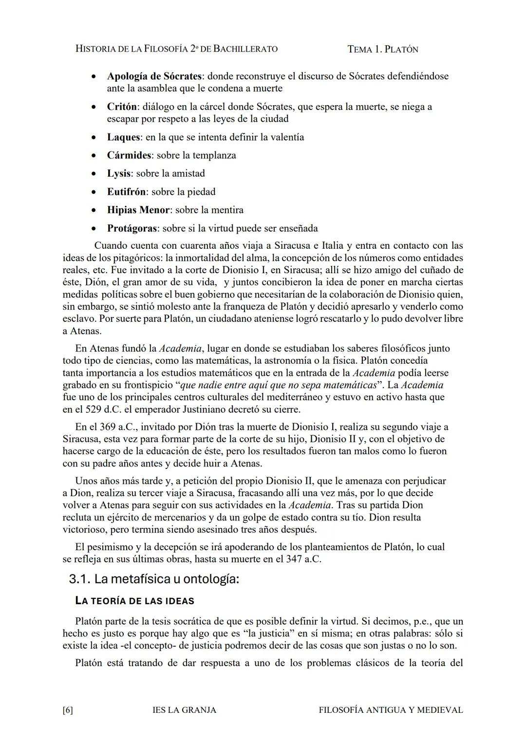 $\Phi$

IES LA GRANJA

HISTORIA DE LA
FILOSOFÍA
occidental

APUNTES PARA EL
COMENTARIO DE
TEXTOS  # Platón  HISTORIA DE LA FILOSOFÍA 2º DE B