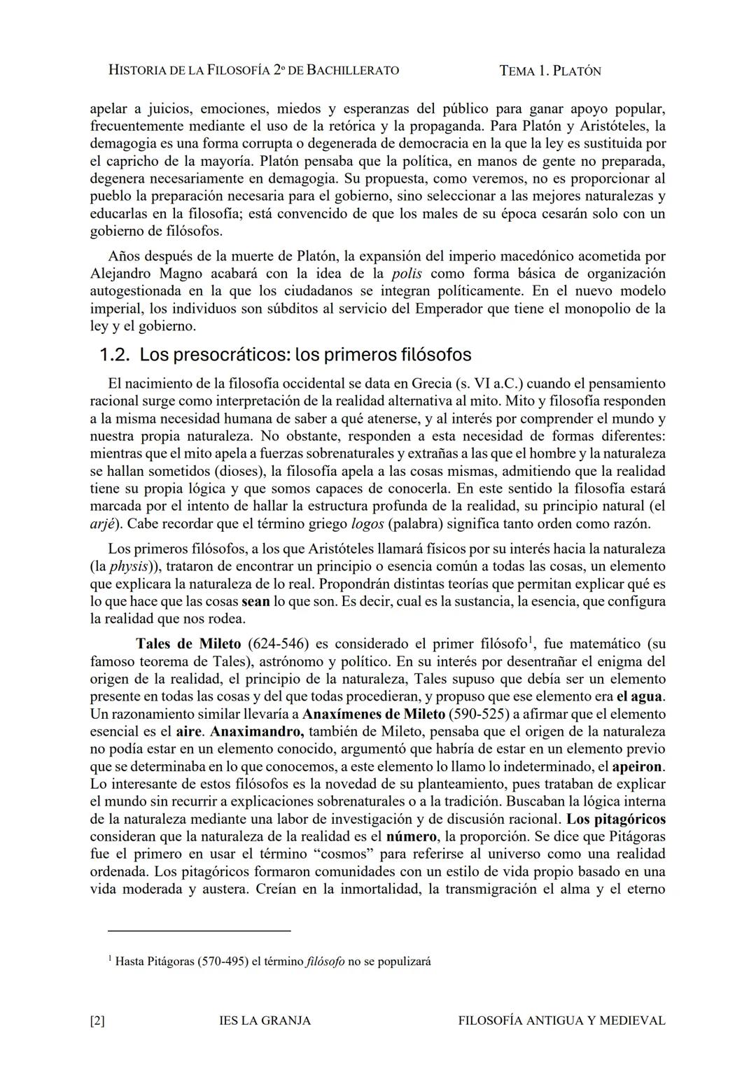 $\Phi$

IES LA GRANJA

HISTORIA DE LA
FILOSOFÍA
occidental

APUNTES PARA EL
COMENTARIO DE
TEXTOS  # Platón  HISTORIA DE LA FILOSOFÍA 2º DE B