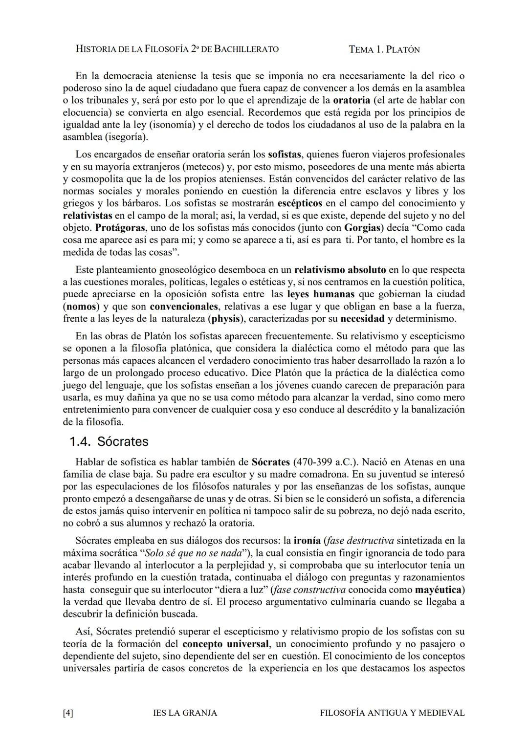 $\Phi$

IES LA GRANJA

HISTORIA DE LA
FILOSOFÍA
occidental

APUNTES PARA EL
COMENTARIO DE
TEXTOS  # Platón  HISTORIA DE LA FILOSOFÍA 2º DE B