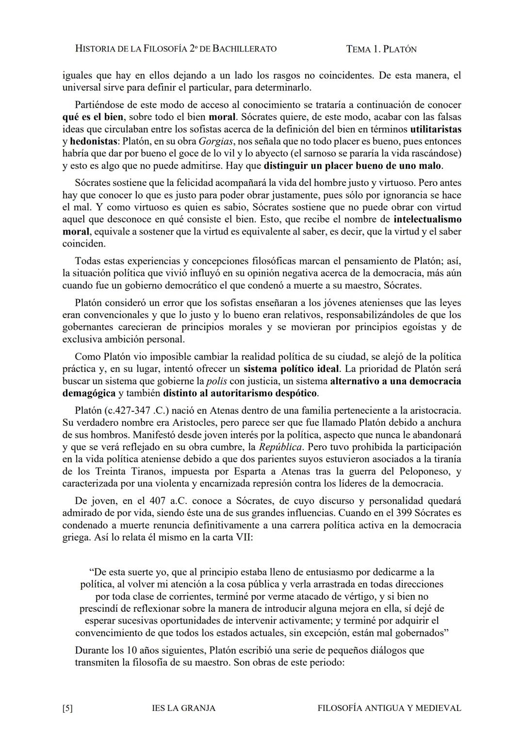 $\Phi$

IES LA GRANJA

HISTORIA DE LA
FILOSOFÍA
occidental

APUNTES PARA EL
COMENTARIO DE
TEXTOS  # Platón  HISTORIA DE LA FILOSOFÍA 2º DE B