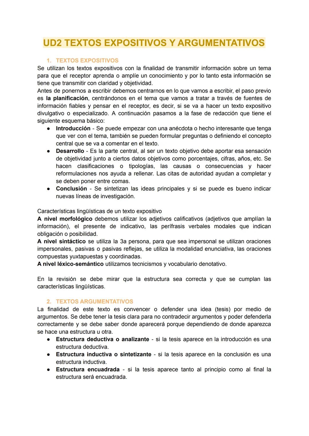 # UD2 TEXTOS EXPOSITIVOS Y ARGUMENTATIVOS

1. TEXTOS EXPOSITIVOS

Se utilizan los textos expositivos con la finalidad de transmitir informac