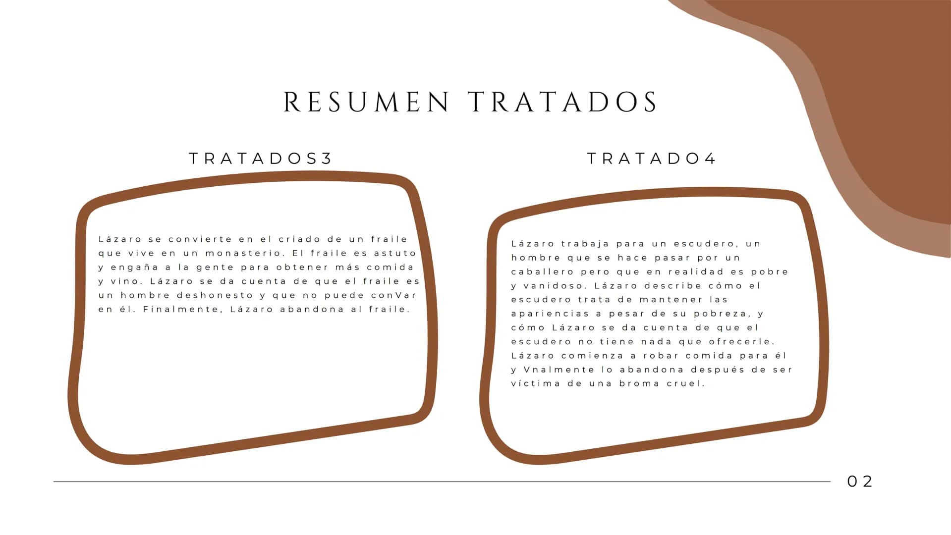 LAZARILLO DE
TORMES RESUMEN
La novela cuenta la vida de un niño
llamado Lázaro que al principio era
inocente, pero se convirtió en
pícaro pa