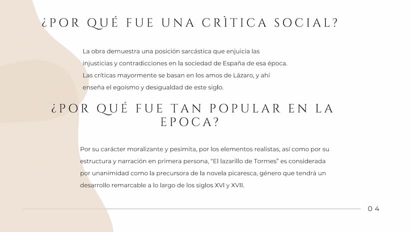 LAZARILLO DE
TORMES RESUMEN
La novela cuenta la vida de un niño
llamado Lázaro que al principio era
inocente, pero se convirtió en
pícaro pa