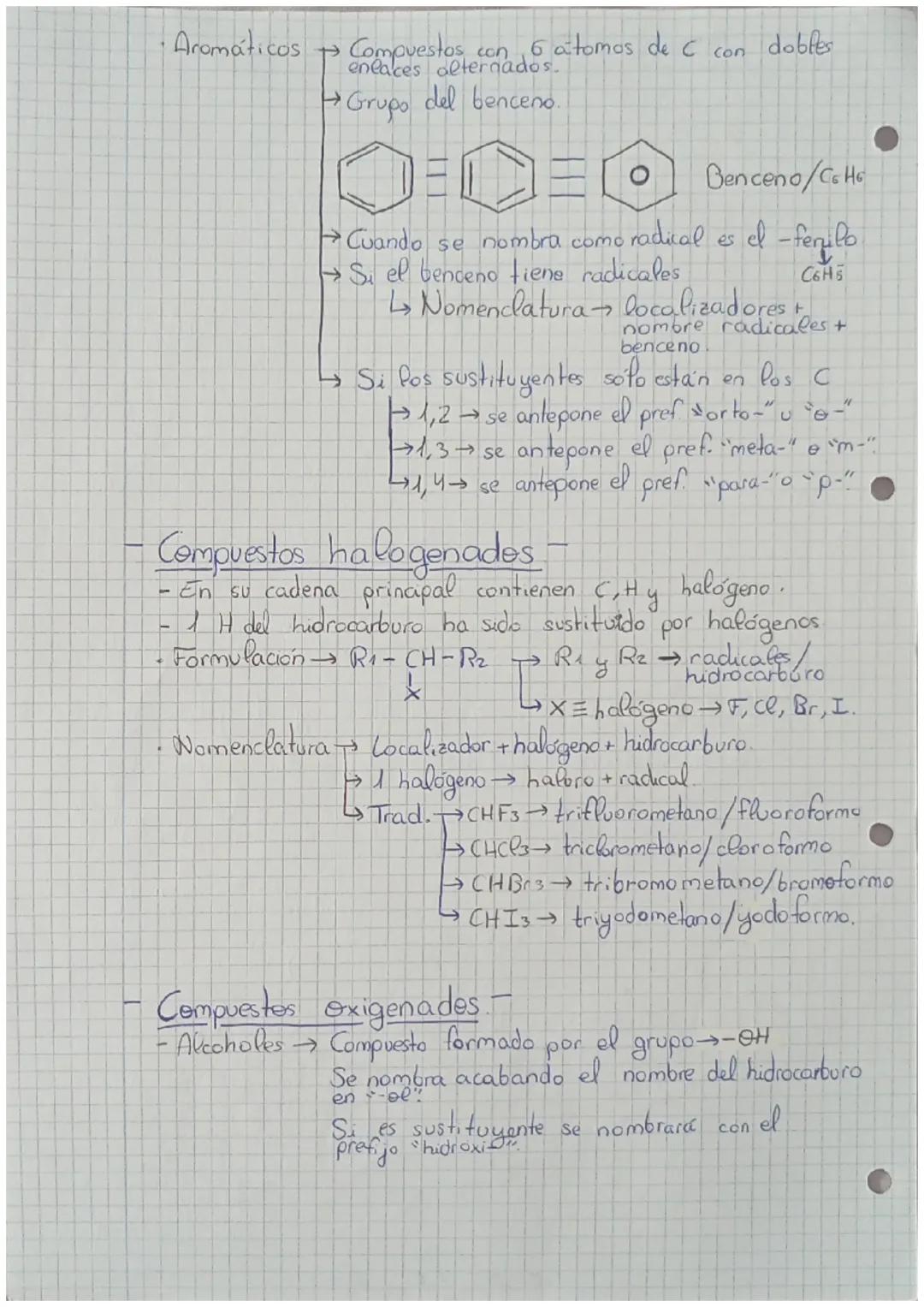 TEMA 2:
Formulación química orgánica
en su cadena Carbono e Hidrogeno
y también pueden conterer Oxigeno, Nitrogen o
· Aquellos que poseen
(h