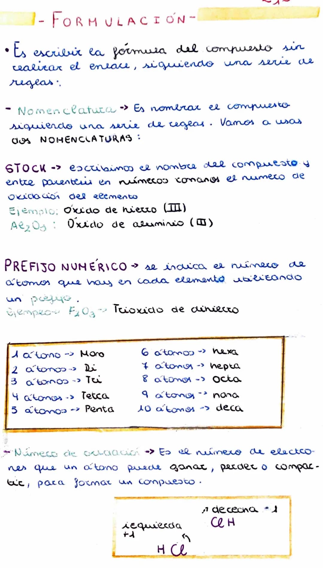 1-FORMULACIÓN-
•Es escribir ea formura del compuesto sin
cealizar el enlace, siguiendo una serie de
reglas:
Nomenclatura → Es nombrar el com