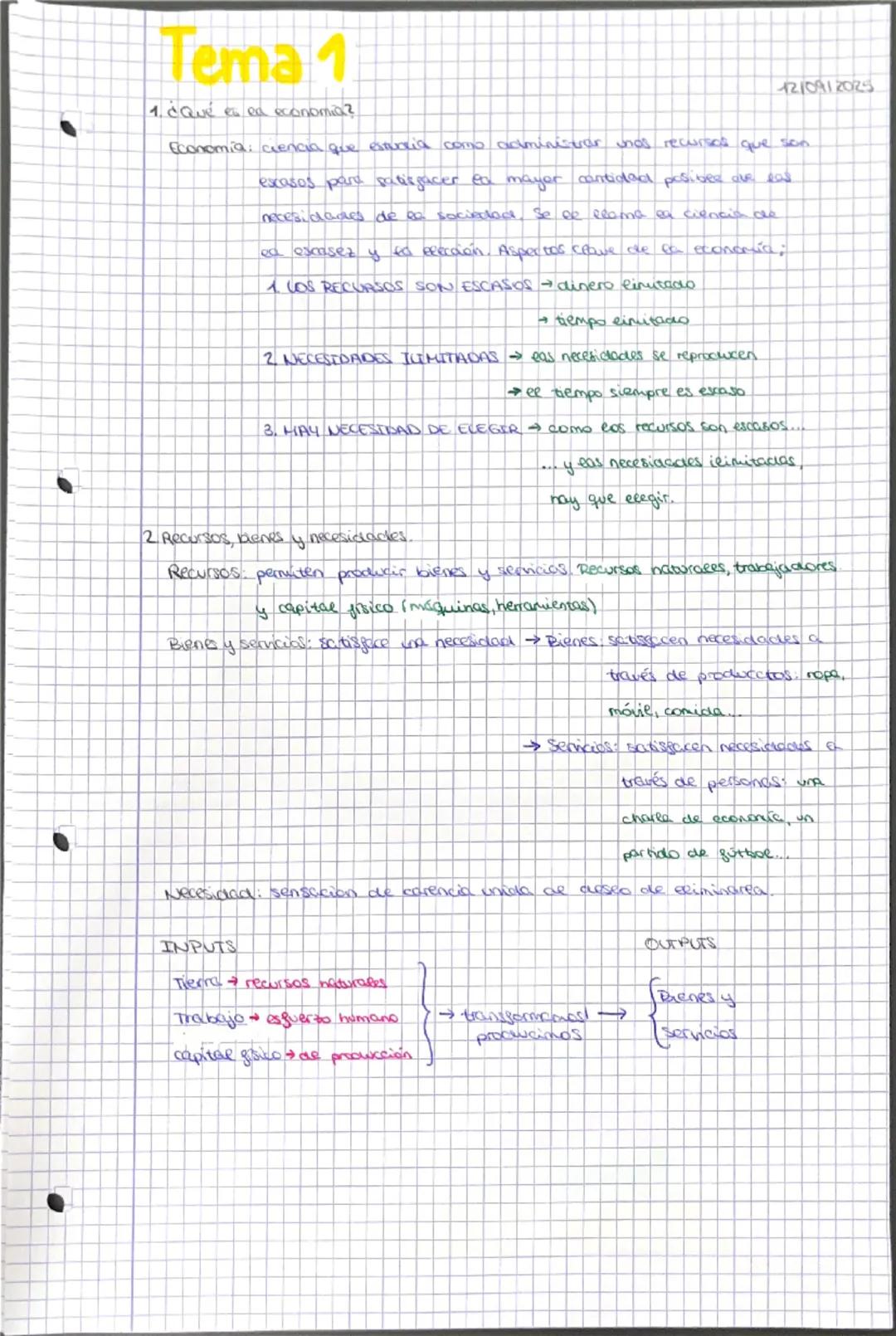 # Tema 1

1. ¿Qué en la economia?
1210912025
Economia ciencia que estaria como adminisver unos recurICA que son
escasos para satisfacer ea m