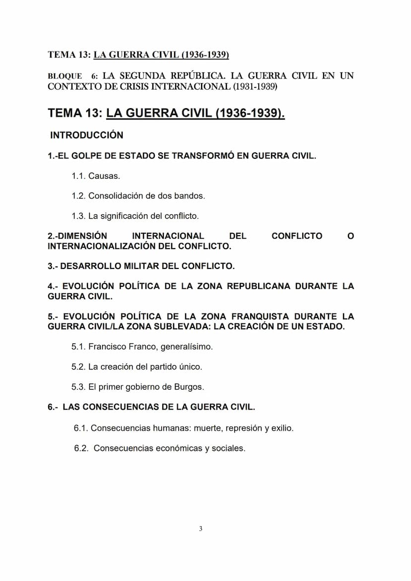 TEMA 13: LA GUERRA CIVIL (1936-1939)
BLOQUE 6: LA SEGUNDA REPÚBLICA. LA GUERRA CIVIL EN UN
CONTEXTO DE CRISIS INTERNACIONAL (1931-1939)
TEMA