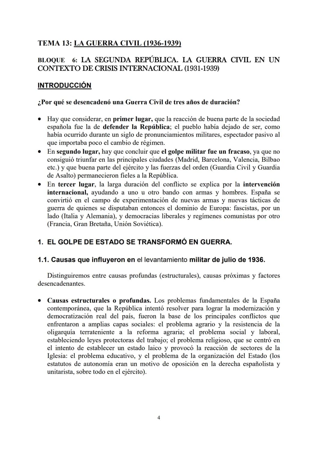 TEMA 13: LA GUERRA CIVIL (1936-1939)
BLOQUE 6: LA SEGUNDA REPÚBLICA. LA GUERRA CIVIL EN UN
CONTEXTO DE CRISIS INTERNACIONAL (1931-1939)
TEMA