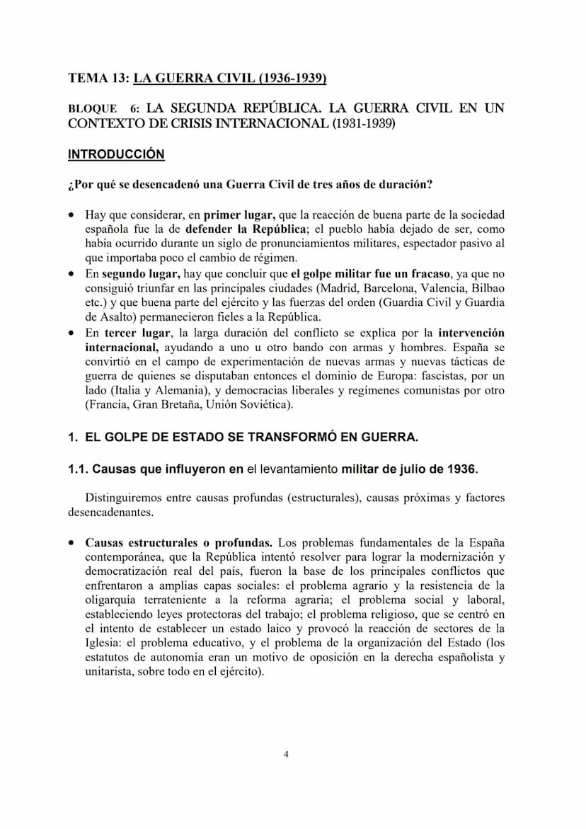 TEMA 13: LA GUERRA CIVIL (1936-1939)
BLOQUE 6: LA SEGUNDA REPÚBLICA. LA GUERRA CIVIL EN UN
CONTEXTO DE CRISIS INTERNACIONAL (1931-1939)
TEMA