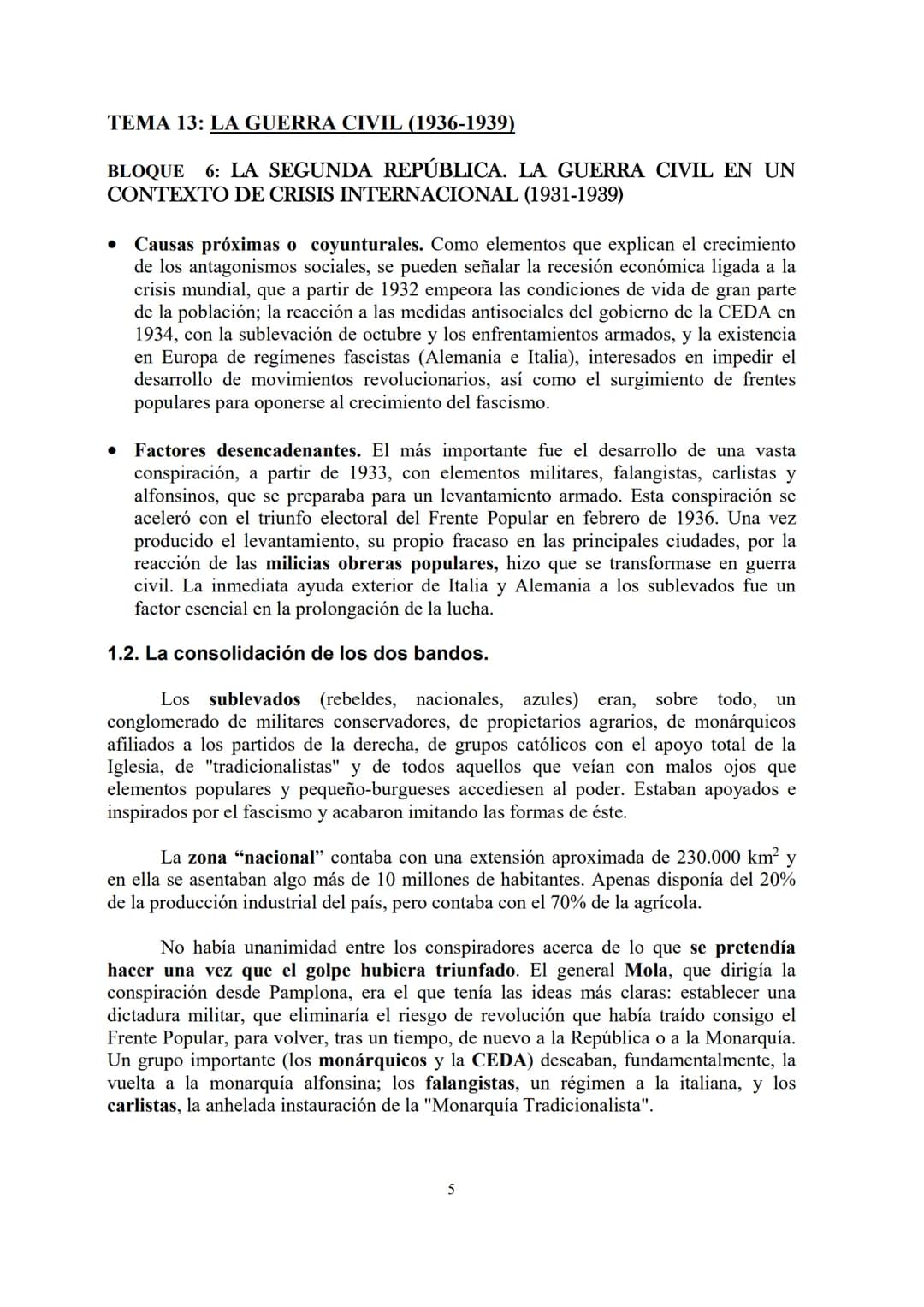 TEMA 13: LA GUERRA CIVIL (1936-1939)
BLOQUE 6: LA SEGUNDA REPÚBLICA. LA GUERRA CIVIL EN UN
CONTEXTO DE CRISIS INTERNACIONAL (1931-1939)
TEMA