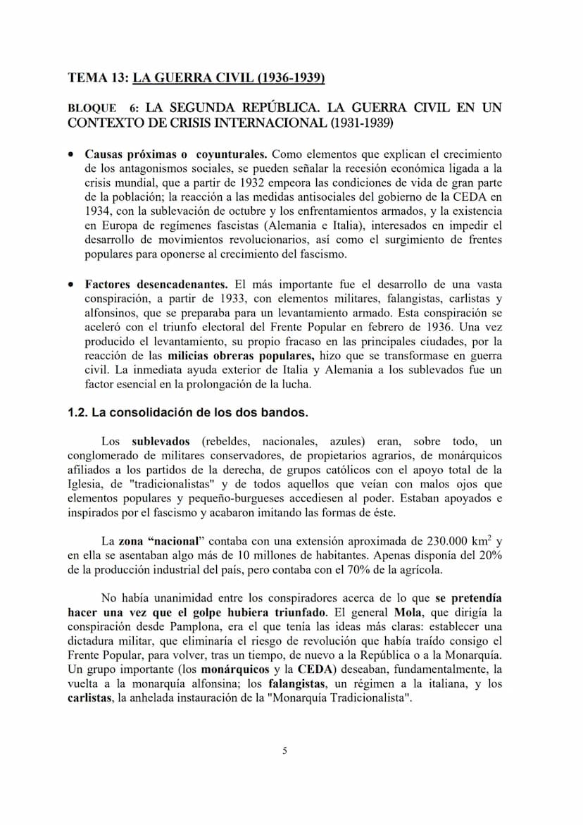 TEMA 13: LA GUERRA CIVIL (1936-1939)
BLOQUE 6: LA SEGUNDA REPÚBLICA. LA GUERRA CIVIL EN UN
CONTEXTO DE CRISIS INTERNACIONAL (1931-1939)
TEMA