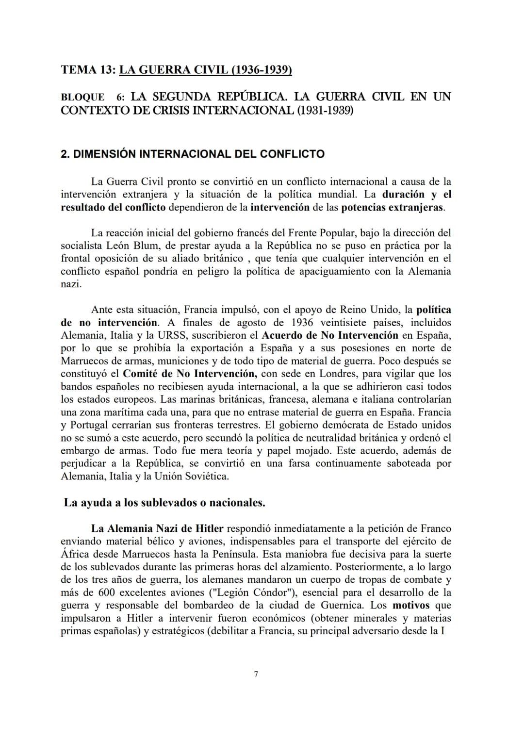 TEMA 13: LA GUERRA CIVIL (1936-1939)
BLOQUE 6: LA SEGUNDA REPÚBLICA. LA GUERRA CIVIL EN UN
CONTEXTO DE CRISIS INTERNACIONAL (1931-1939)
TEMA