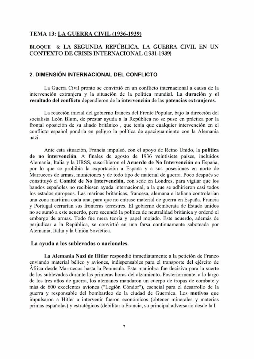 TEMA 13: LA GUERRA CIVIL (1936-1939)
BLOQUE 6: LA SEGUNDA REPÚBLICA. LA GUERRA CIVIL EN UN
CONTEXTO DE CRISIS INTERNACIONAL (1931-1939)
TEMA