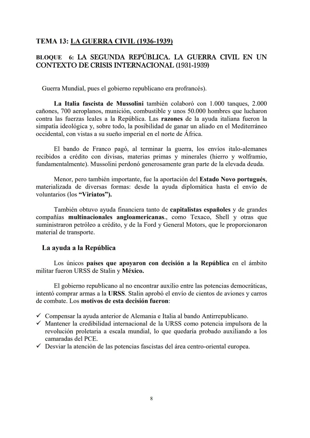 TEMA 13: LA GUERRA CIVIL (1936-1939)
BLOQUE 6: LA SEGUNDA REPÚBLICA. LA GUERRA CIVIL EN UN
CONTEXTO DE CRISIS INTERNACIONAL (1931-1939)
TEMA