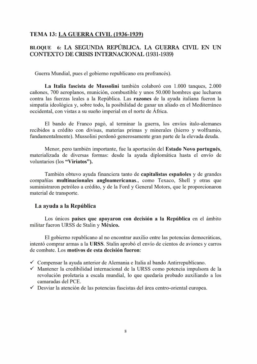 TEMA 13: LA GUERRA CIVIL (1936-1939)
BLOQUE 6: LA SEGUNDA REPÚBLICA. LA GUERRA CIVIL EN UN
CONTEXTO DE CRISIS INTERNACIONAL (1931-1939)
TEMA