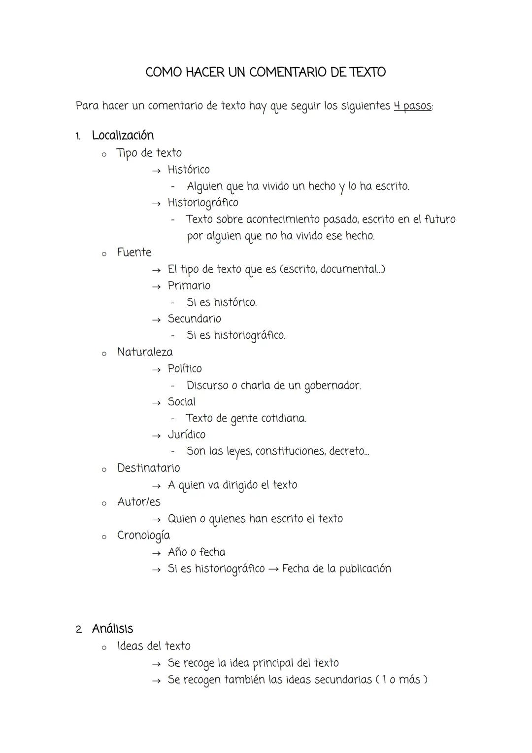 # COMO HACER UN COMENTARIO DE TEXTO

Para hacer un comentario de texto hay que seguir los siguientes 4 pasos:

1. Localización

*   Tipo de 
