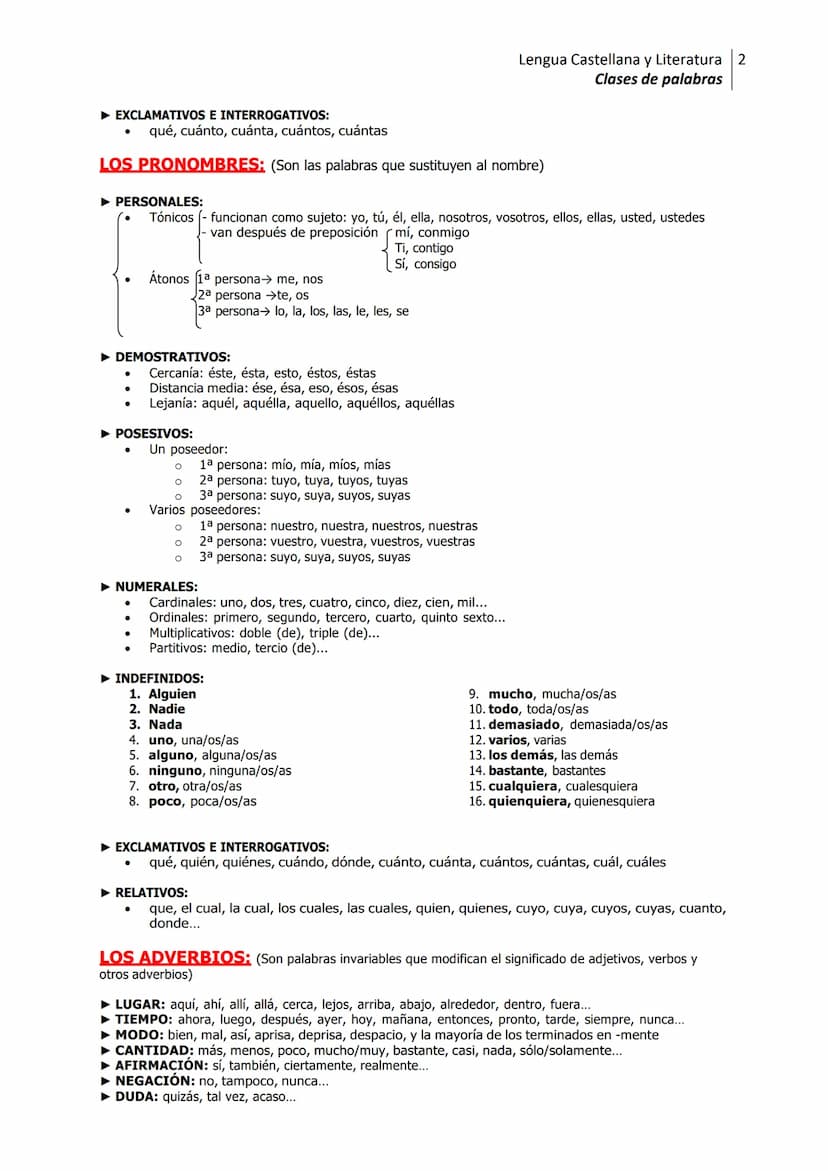 CLASES DE
PALABRAS
SUSTANTIVOS
ADJETIVOS
DETERMINANTES
PRONOMBRES
VERBOS
ADVERBIOS
PREPOSICIONES
INTERJECCIONES
●
► DEMOSTRATIVOS:
► POSESIV