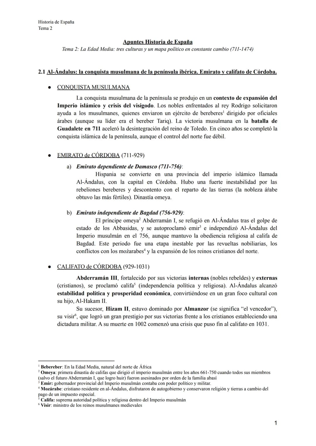 # Historia de España
Tema 2

Apuntes Historia de España
Tema 2: La Edad Media: tres culturas y un mapa político en constante cambio (711-147