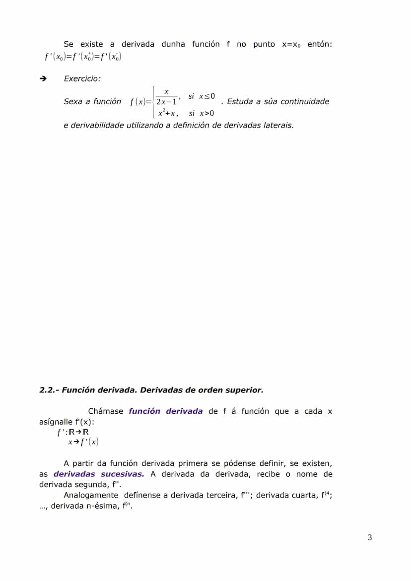 Unidade 2 Derivada dunha función.
2.1.- Definición de derivada dunha función nun punto.
Dada unha función f, a taxa de variación media de f 