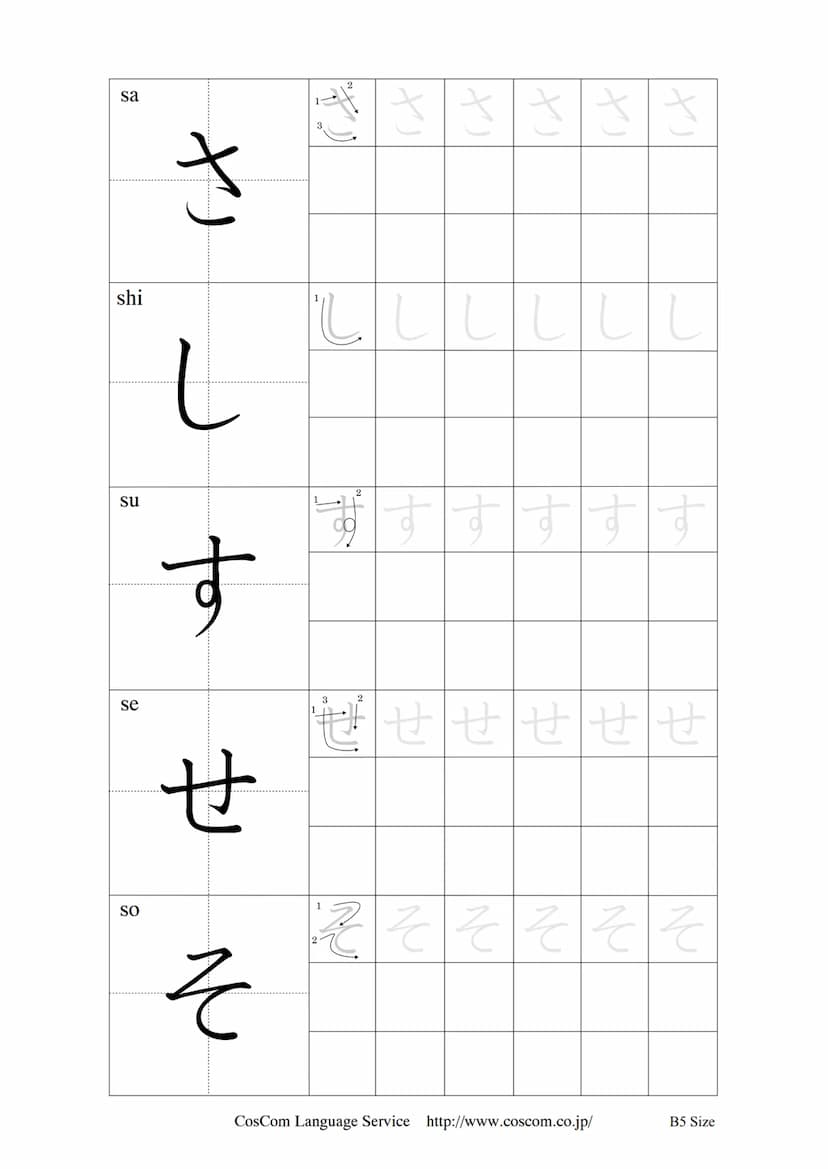 Kana Workbook
ひらがな
HIRAGANA
カタカナ
KATAKANA
かな練習帳
Kana Writing Practice
CosCom Language Service http://www.coscom.co.jp/ Hiragana 50-on hyo
Se