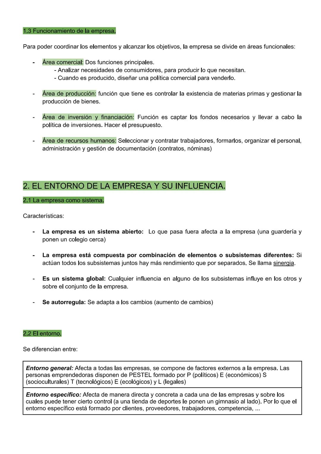 ECONOMIA
1. LA EMPRESA Y EL ENTORNO.
Las empresas representan al sector privado, son las responsables de la producción de
bienes y servicios