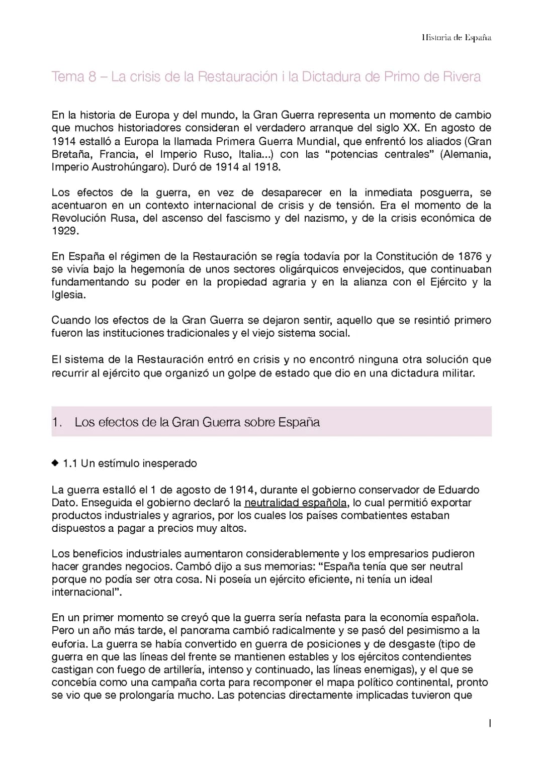 Cómo la crisis de la restauración en España en 1914 y la dictadura de Primo de Rivera afectaron la economía