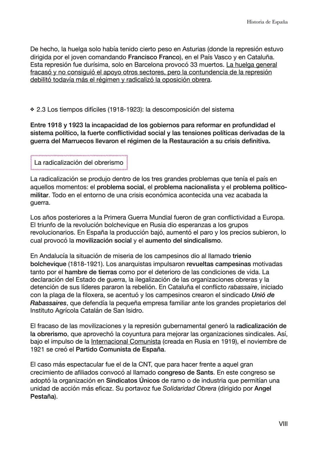 Historia de España
Tema 8 - La crisis de la Restauración i la Dictadura de Primo de Rivera
En la historia de Europa y del mundo, la Gran Gue