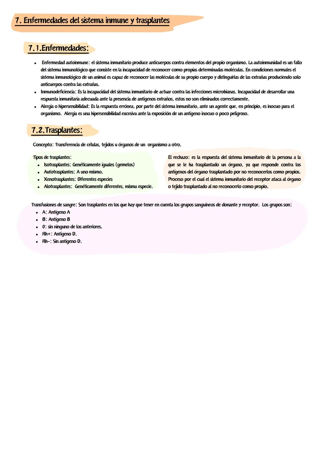 Inmunología
1.Sistema inmunitario e inmunidad
Concepto: Mecanismos de defensa de los seres vivos, que dan inmunidad, resistencia contra agre