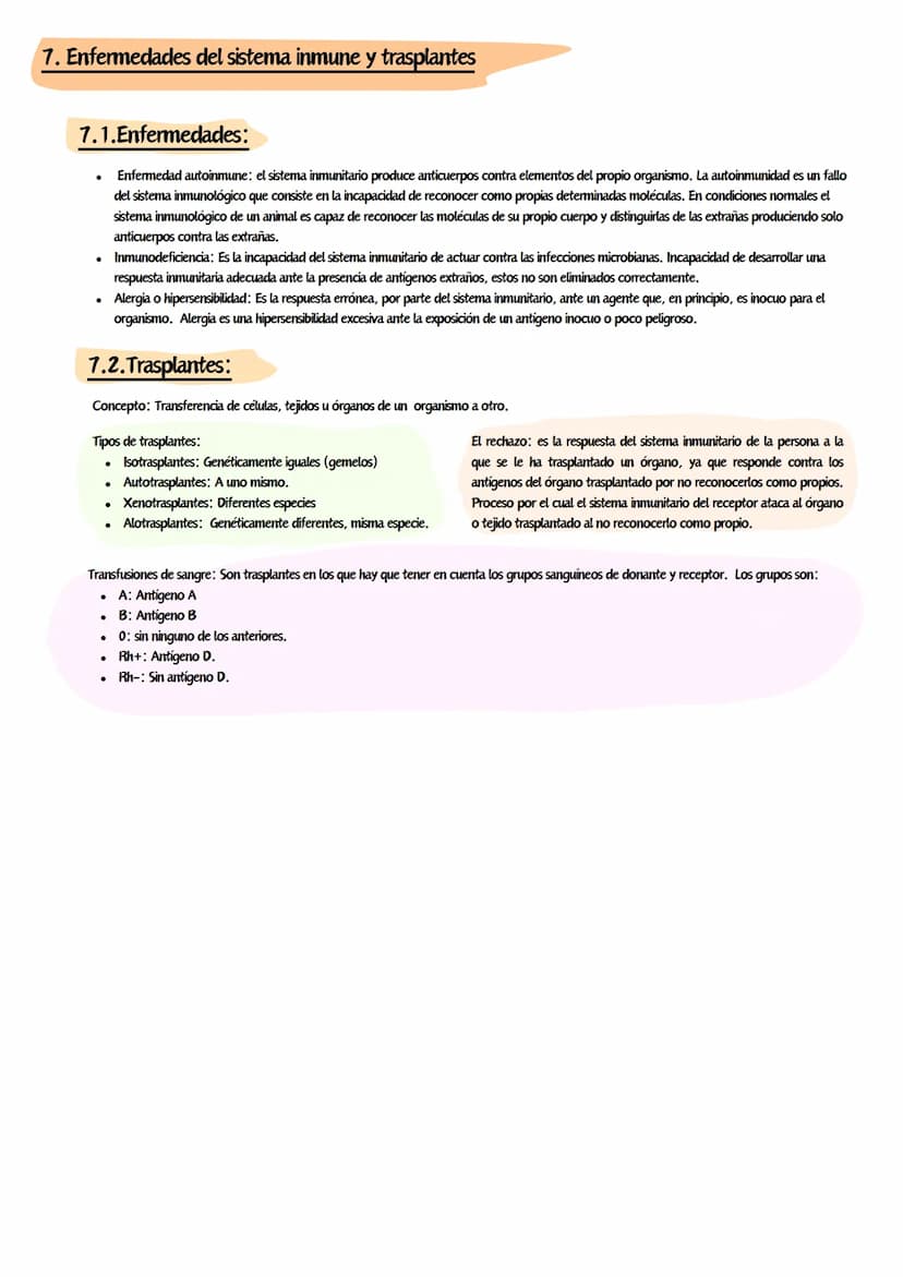 Inmunología
1.Sistema inmunitario e inmunidad
Concepto: Mecanismos de defensa de los seres vivos, que dan inmunidad, resistencia contra agre