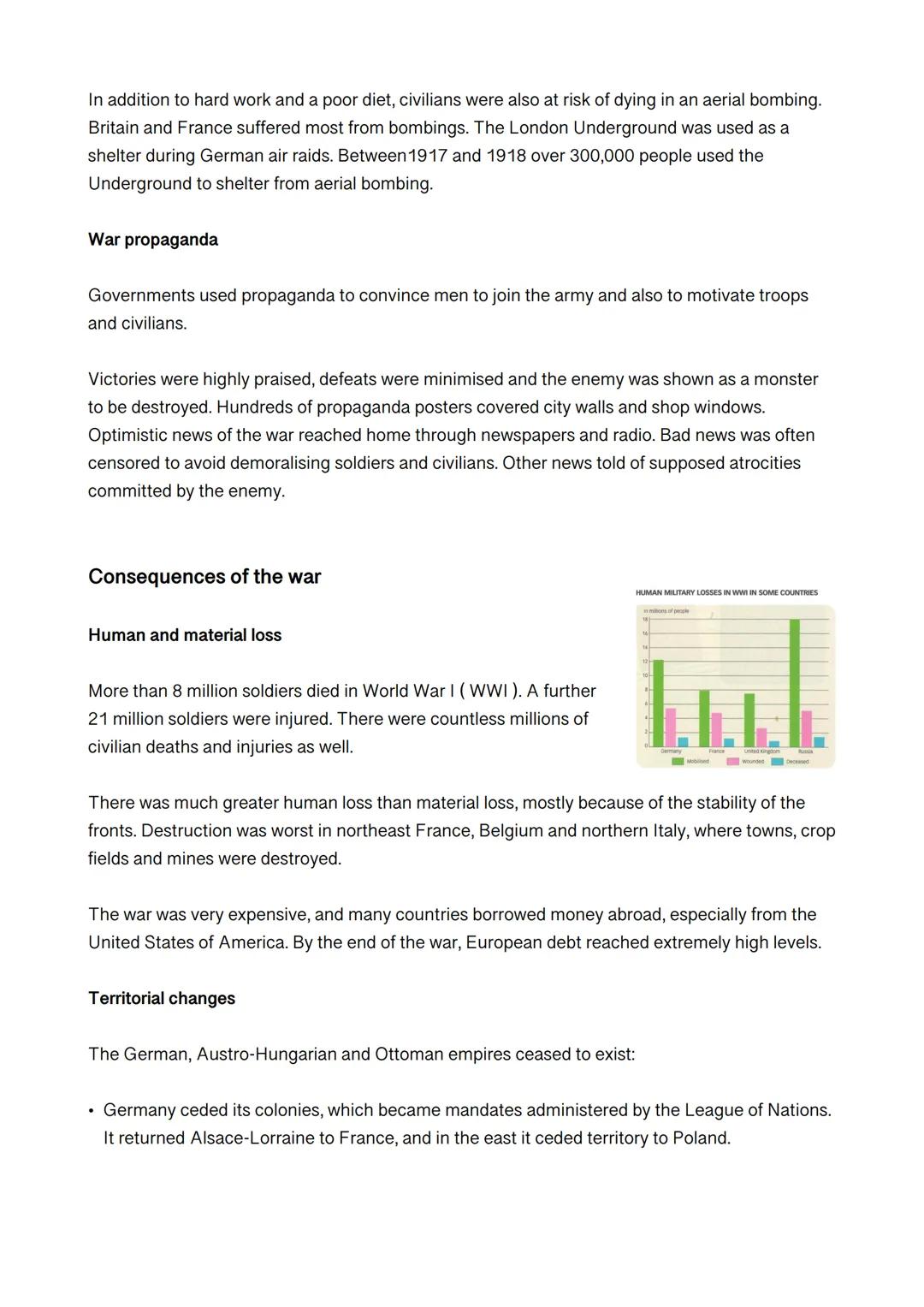 # THE FIRST WORLD WAR
Causes of the war

In 1914, after a period of great economic prosperity, the First World War, then called the Great
Wa