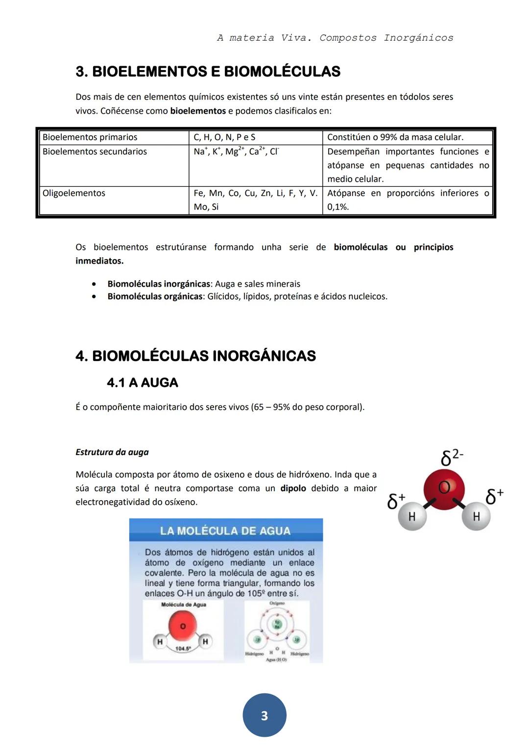 A MATERIA DOS SERES VIVOS
OS COMPOSTOS INORGÁNICOS
1. INTRODUCIÓN
Os seres vivos están compostos principalmente por C, H, O e N; e en
menor 