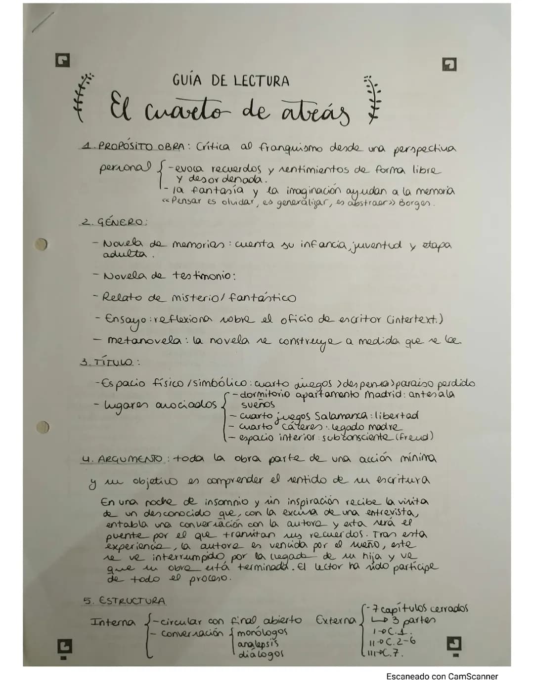 Guía de lectura del El Cuarto de Atrás
