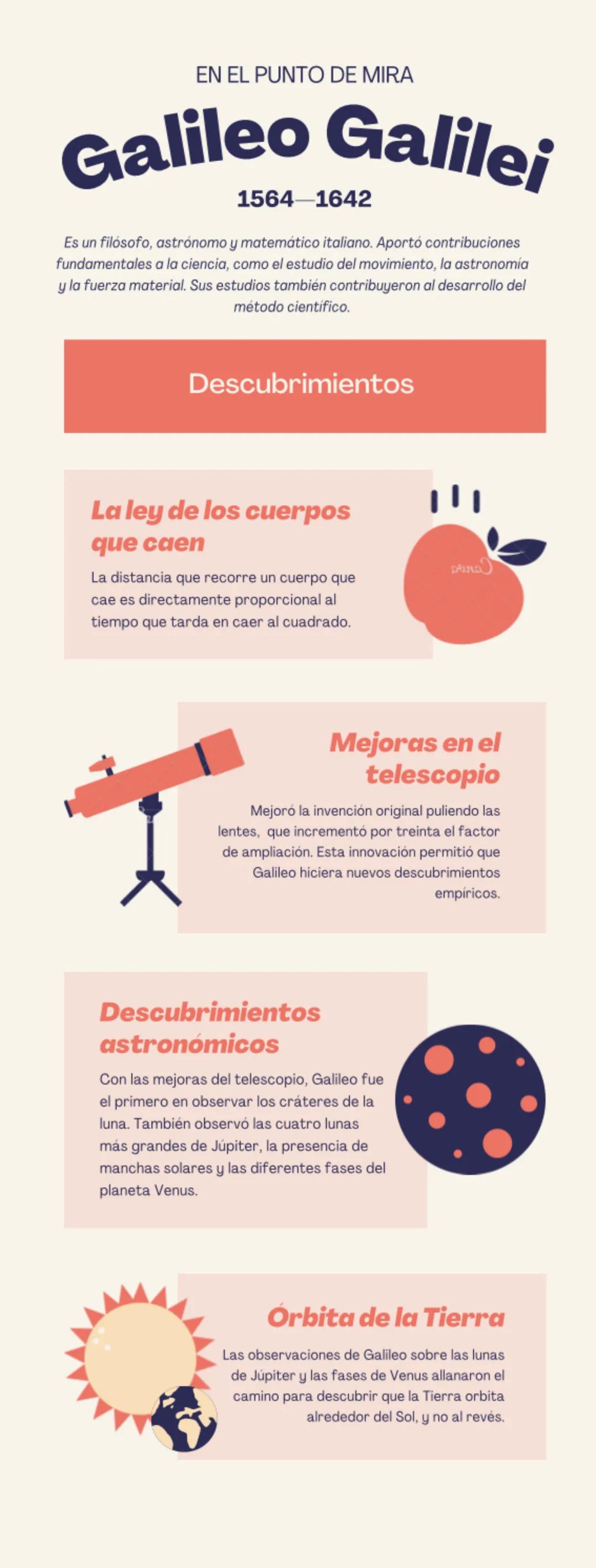 EN EL PUNTO DE MIRA
Galileo Galilei
1564-1642
Es un filósofo, astrónomo y matemático italiano. Aportó contribuciones
fundamentales a la cien