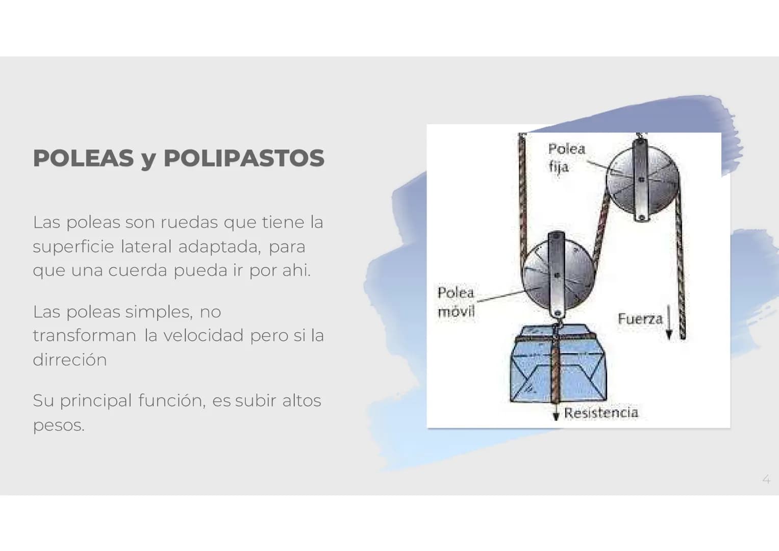MECANISMOS INDICE
●
●
Poleas y Polispastos
Poleas
●
●
Polipastos
Tornos
Engranajes
●
Engranajes Individuales
Tren de Engranajes
Transmisión 