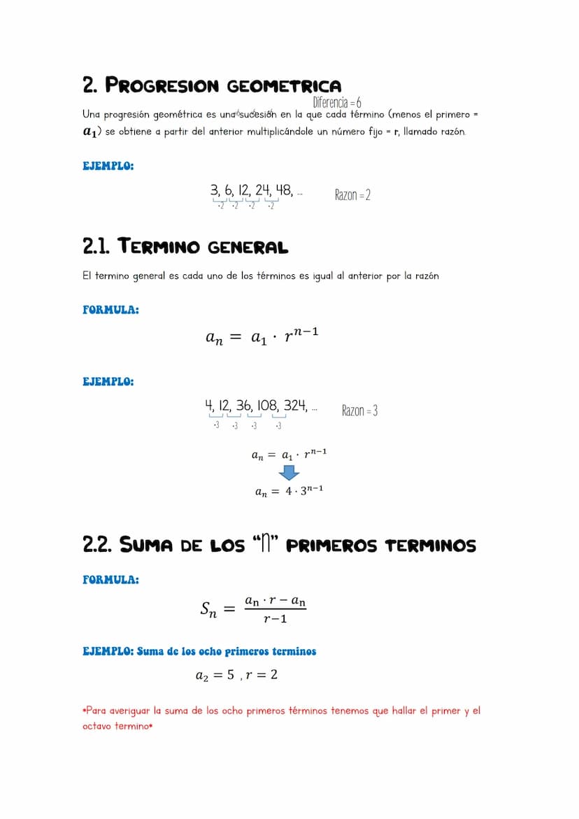 
<h2 id="progresinaritmtica">Progresión Aritmética</h2>
<p>Una progresión aritmética es una sucesión en la que cada término (menos el primer