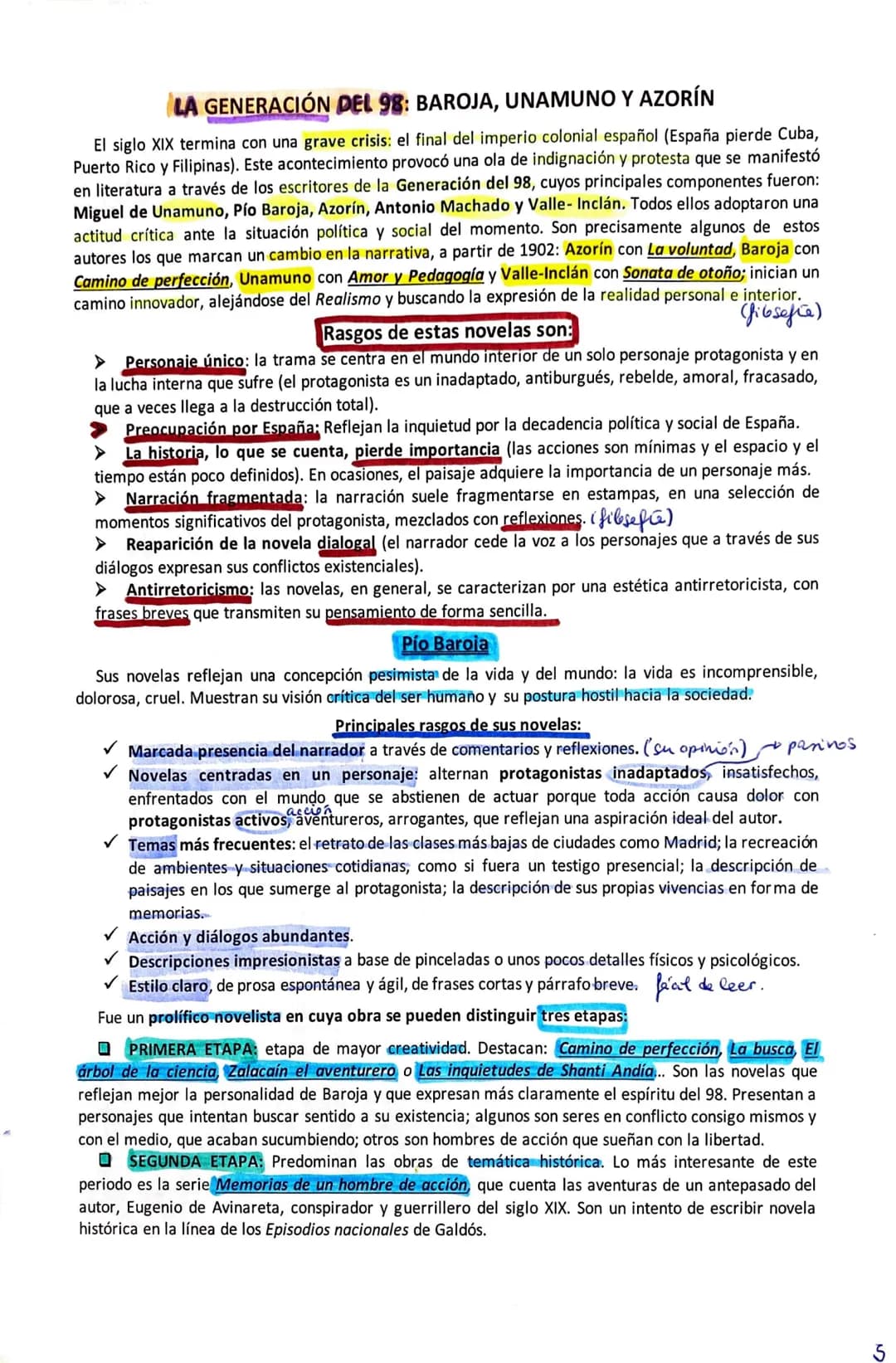 LA GENERACIÓN DEL 98: BAROJA, UNAMUNO Y AZORÍN
El siglo XIX termina con una grave crisis: el final del imperio colonial español (España pier