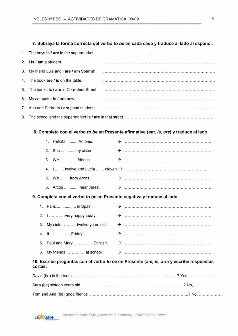 La Salle
F. Moreno Bachiller
Arcos de la Fronteral
DEPARTAMENTO
DE IDIOMAS
MATERIALES DIDÁCTICOS CURSO 2008-2009
INGLÉS
ACTIVIDADES DE
GRAMÁ