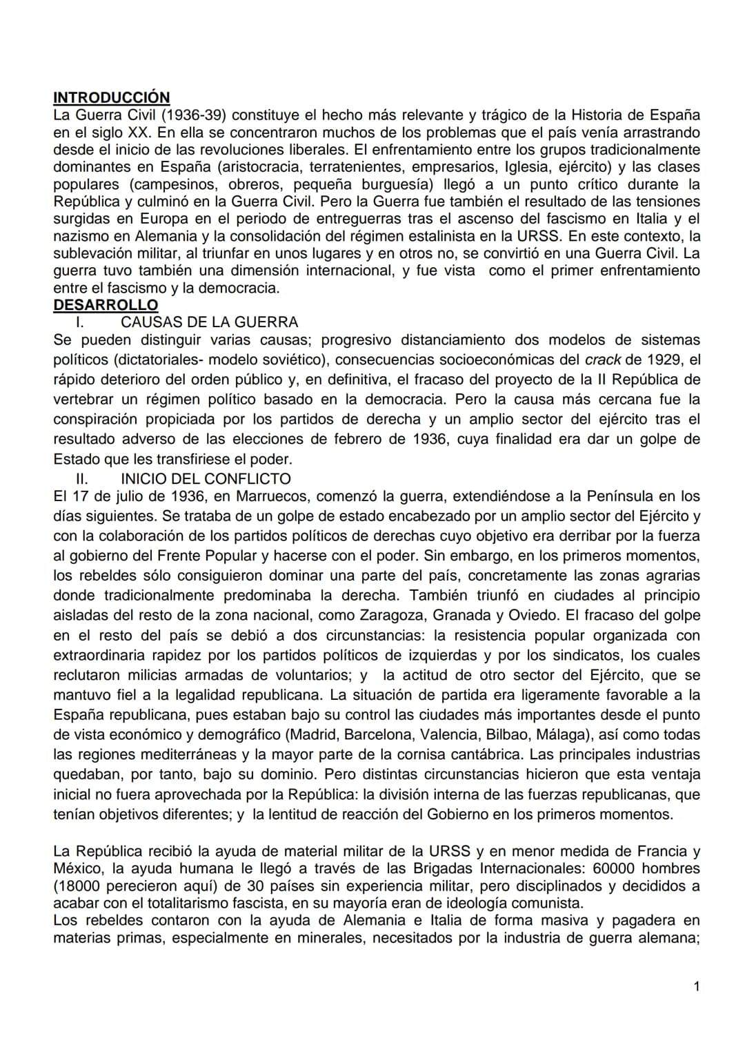 INTRODUCCIÓN
La Guerra Civil (1936-39) constituye el hecho más relevante y trágico de la Historia de España
en el siglo XX. En ella se conce