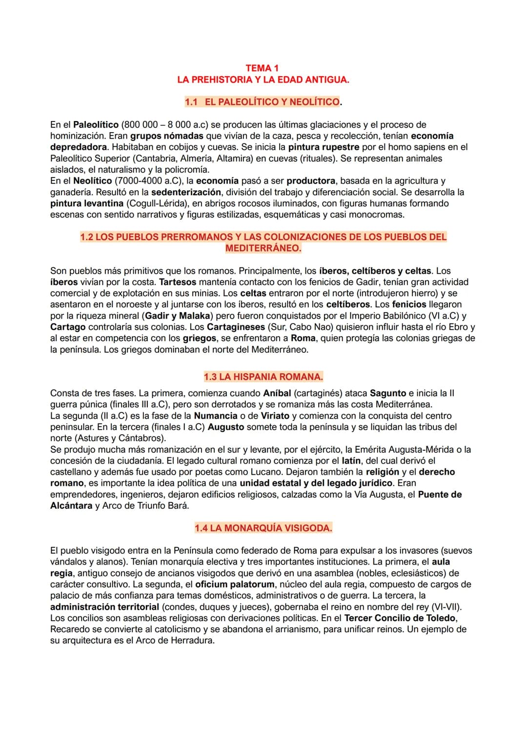 TEMA 1
LA PREHISTORIA Y LA EDAD ANTIGUA.
1.1 EL PALEOLÍTICO Y NEOLÍTICO.
En el Paleolítico (800 000 - 8 000 a.c) se producen las últimas gla