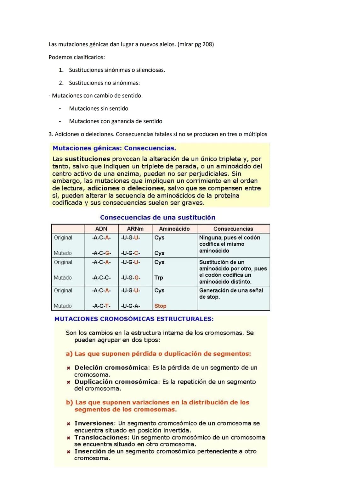 GENÉTICA DE POBLACIONES, MUTACIONES Y EVOLUCIÓN
MUTACIONES
CONCEPTO: Son cambios en la información hereditaria como consecuencia de
alteraci